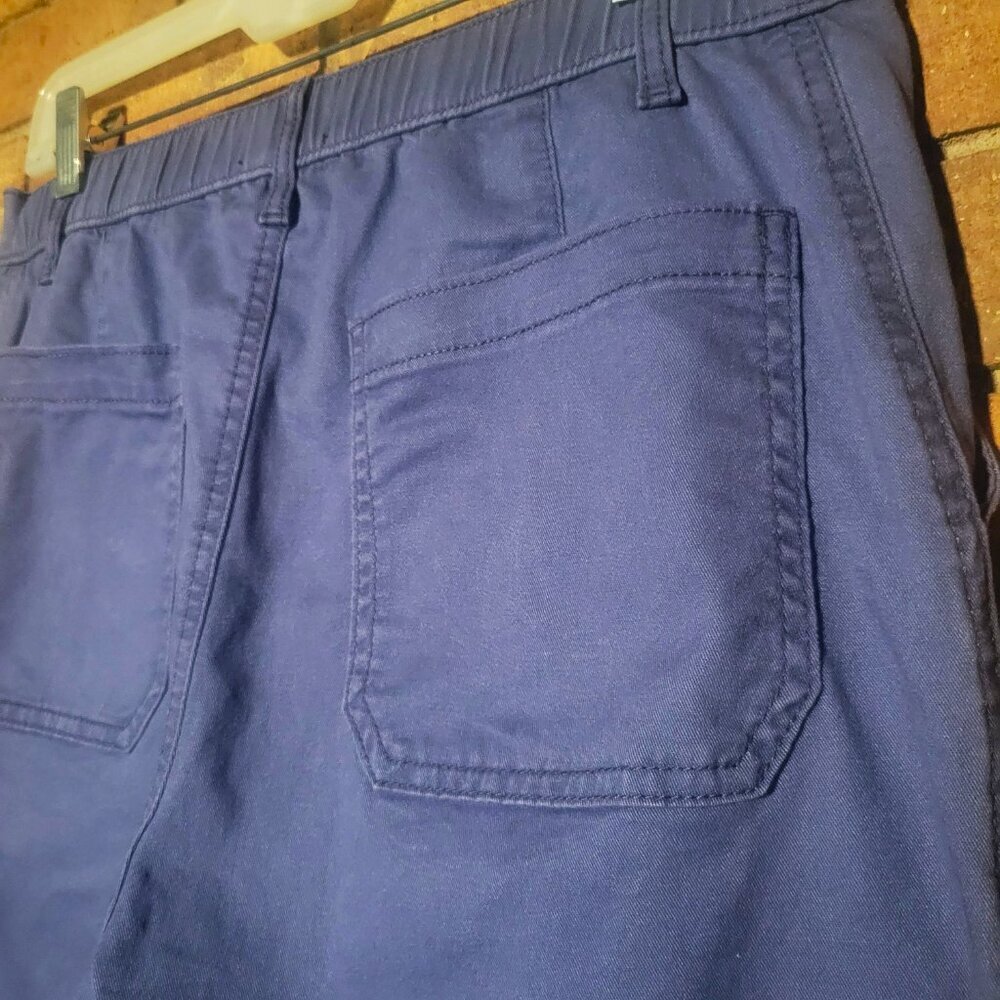 G.H. Bass & Co Women's Chino Cropped High Waist Pant Blue Elastic Back = Size 10 - Picture 4 of 10